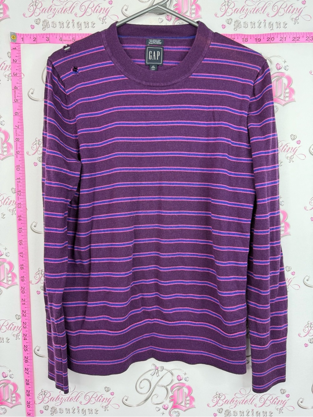 GAP merino wool Purple Striped Long Sleeve Sweater